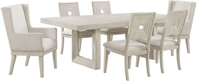 Elements International Avalanche 7-Piece Antique White Dining Set with Arm Chair-0