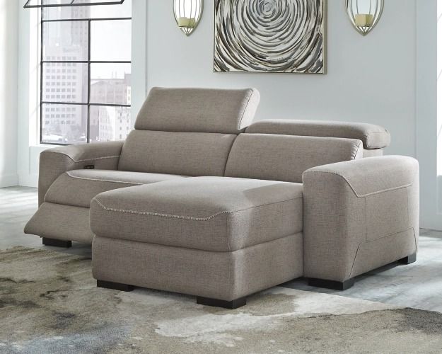 Signature Design by Ashley® Mabton 2-Piece Gray Power Reclining Right-Arm Facing Sectional and Chaise-3