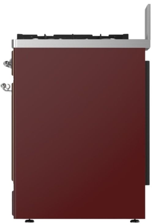 Ilve® Majestic III 30" Burgundy Pro Style Dual Fuel Natural Gas Range with 5 Black Brass Burners and Chrome Trim-3