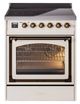 Ilve® Nostalgie II Noblesse 30'' Antique White Pro Style Induction Range with Burnished Trim-0