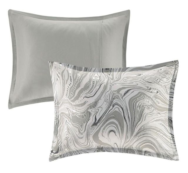 Olliix by Intelligent Design Rebecca Grey and Silver Twin/Twin XL Metallic Printed Comforter Set-1