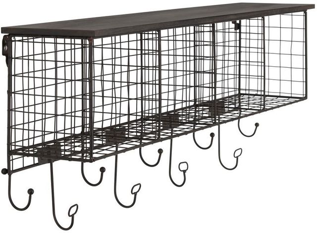 Linon Four Cubby Black Wall Shelf-2