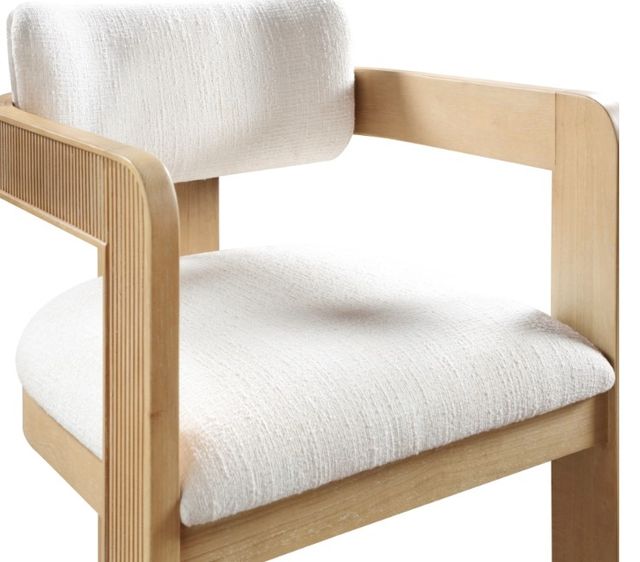 Meridian Furniture Sacha Cream/Natural Linen Textured Upholstered Dining Chair-4
