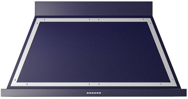 Ilve® Nostalgie II Noblesse 48" Midnight Blue Wall Mounted Range Hood with Chrome Trim-0