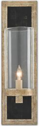 Currey & Company Charade Antique Silver Leaf/Black Penshell Crackle Wall Sconce-1