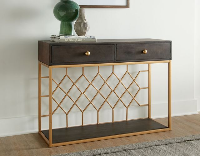Steve Silver Co. Beatrix Walnut/Brass Sofa Table-2