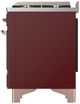 Ilve® Majestic III 60" Burgundy Pro Style Dual Fuel Liquid Propane Range with French Top and Copper Trim-4