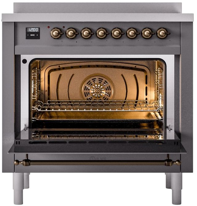 Ilve® Nostalgie II Series 36" Matte Graphite Pro Style Induction Range-1