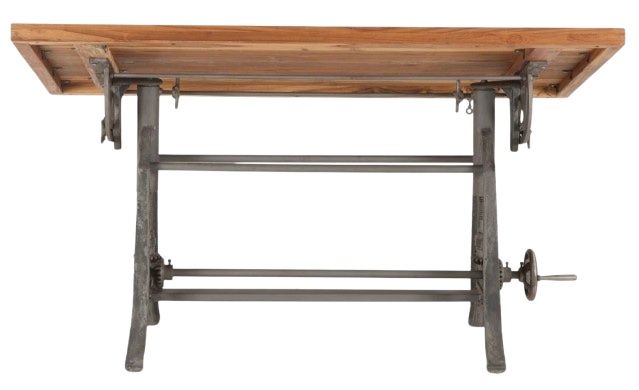 Home Trends & Design Industrial Loft Antique Gray/Natural Drafting Desk-3