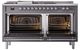 Ilve® Nostalgie II Noblesse 60'' Graphite Matte Pro Style Dual Fuel Range with Chrome Trim-2