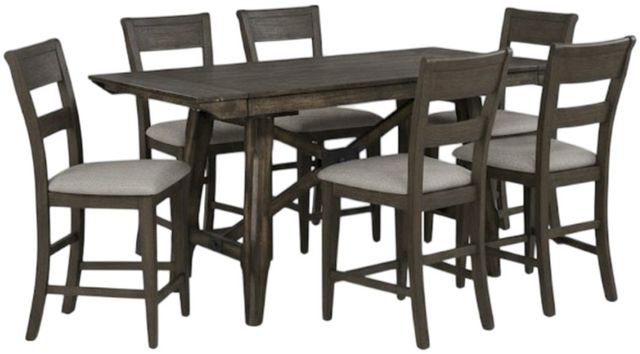 Liberty Furniture Double Bridge 7-Piece Dark Chestnut/Gray Gathering Table Set-0