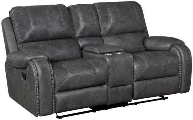 Homelegance® Newnan Gray Manual Double Glider Reclining Loveseat-0