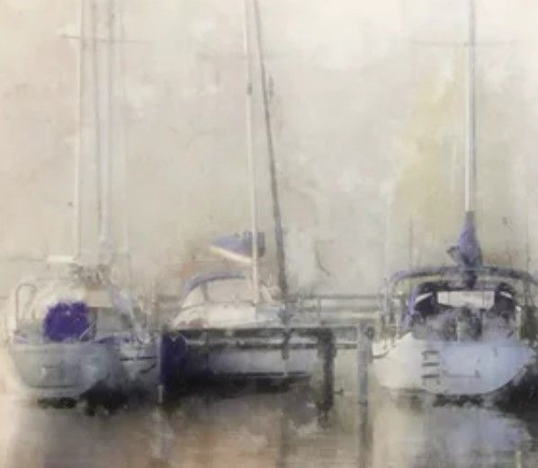 Stylecraft Sailboats in Fog Gray/White Wall Art-1