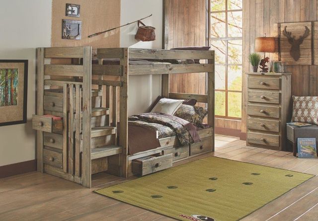 Simply Bunk Beds Mossy Oak 3-Piece Twin/Twin Stair Bunk Bed Set-0