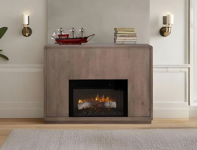 International Furniture Direct Mezquite Natural Brown Fireplace Media Console-1