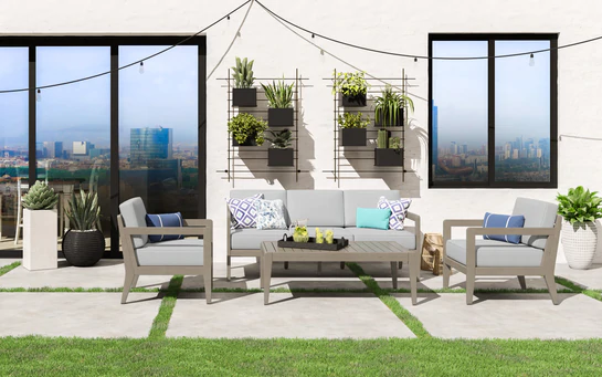 homestyles® Sustain 4-Piece Gray Outdoor Loveseat Set-4