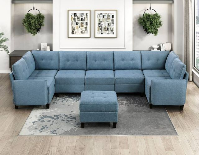 Homelegance® Garren 8-Piece Blue Modular Sectional with Storage and Ottoman-1