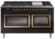 Ilve® Nostalgie II Noblesse 60'' Glossy Black Pro Style Dual Fuel Range with Brass Trim-0