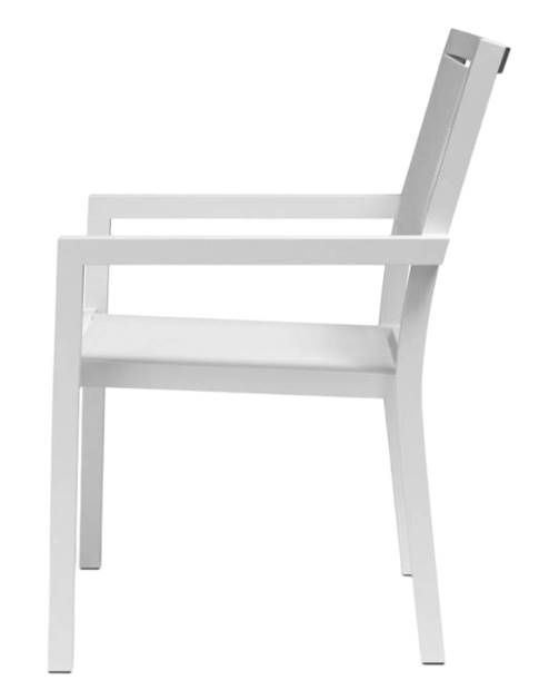 Sunset West Naples Satin White Fabric/Metal Outdoor Dining Chair-3