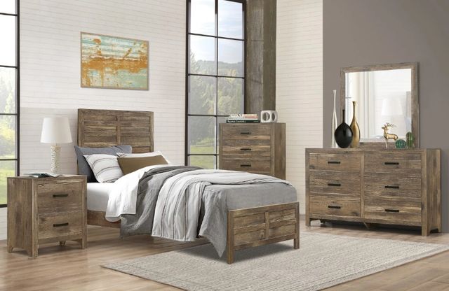 Homelegance® Mandan Weather Pine Twin Panel Bed-1