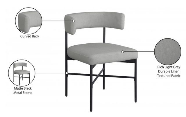 Meridian Furniture Rivage Gray/Matte Black Upholstered Dining Side Chair-3