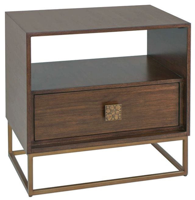 Uttermost® Bexley Dark Walnut Side Table with Antique Brass Base-0