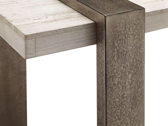 Magnussen Home® Wiltshire Sea Shell Rectangular End Table with Champagne Bronze Base-3