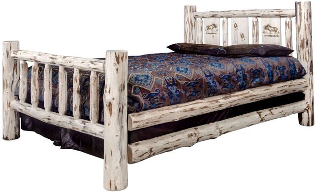 Montana Woodworks® Montana Collection Ready to Finish Queen Bed with Laser Engraved Moose Design-2