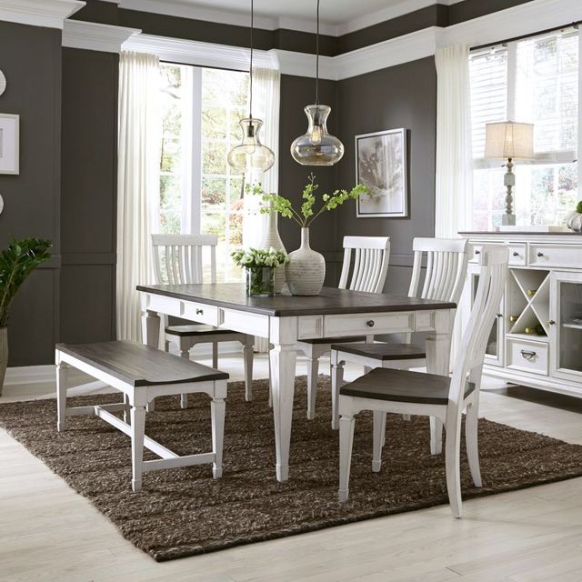 Liberty Furniture Allyson Park 6-Piece Charcoal/Wirebrushed White Rectangular Dining Table Set-1