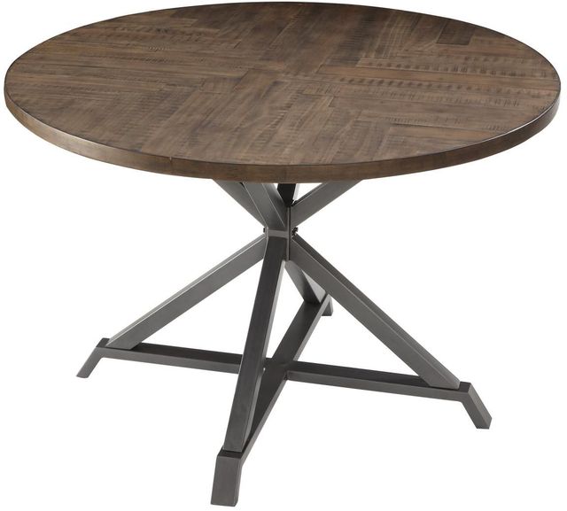 Homelegance® Fideo Burnished Brown Dining Table with Gray Metal Base -2