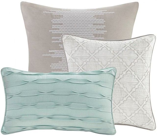 Olliix by Madison Park 9 Piece Aqua Queen Cadence Cotton Sateen Comforter Set-3