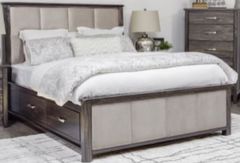 Mako Wood Furniture Scarlett Beige/Brown Upholstered Storage Panel Bed