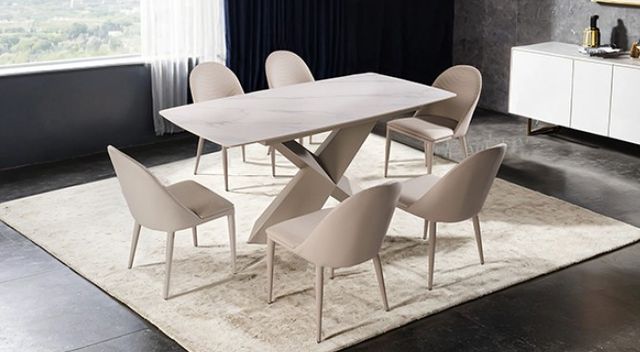 Furniture of America® Lenvik 7-Piece Brown/White Dining Table Set-1