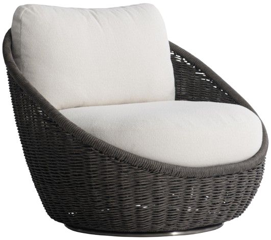 Bernhardt Santa Monica Bernhardt Exteriors Pebble/White Fabric/Woven Outdoor Swivel Chair-0