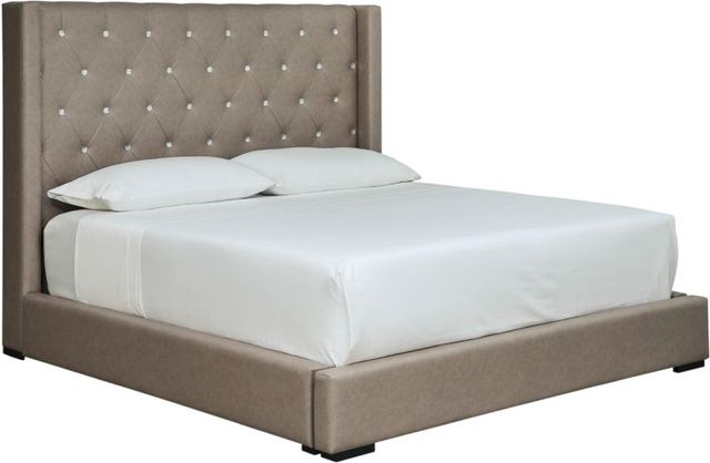 Signature Design by Ashley® Branzton Taupe King Upholstered Panel Storage Bed-0