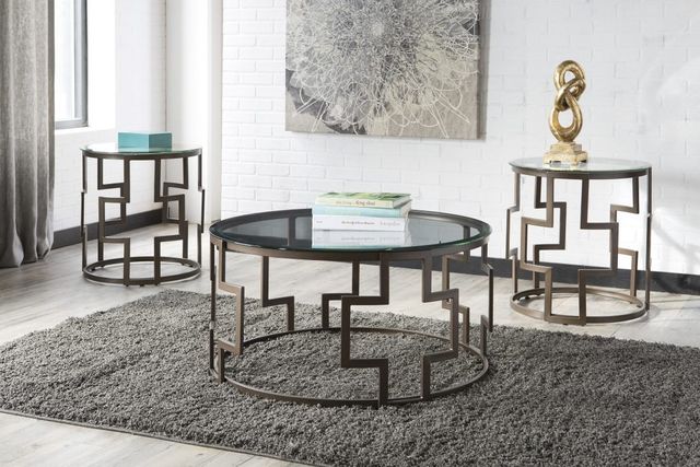 Signature Design by Ashley® Frostine 3-Piece Dark Bronze Occasional Table Set-3