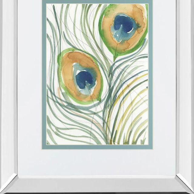 Classy Art Peacock Abstract I by Samuel Dixon Mirror Framed Wall Art-1