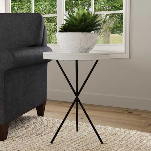 Flexsteel® Melody Gray Chairside Table with Black Base-2