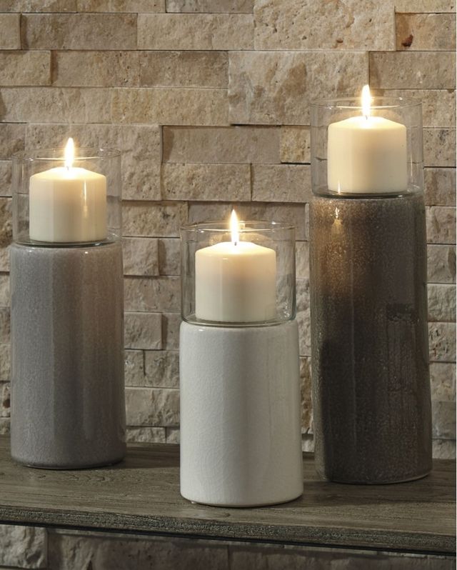 Signature Design by Ashley® Deus 3-Piece Gray Candle Holder Set-1