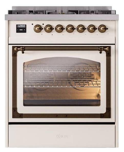 Ilve® Nostalgie II Noblesse 30" Antique White Pro Style Dual Fuel Range-1