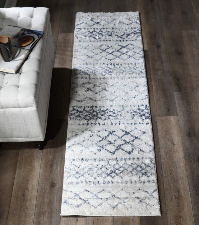 MDA Rugs Daku Dark Blue/White 3'x8' Runner-1
