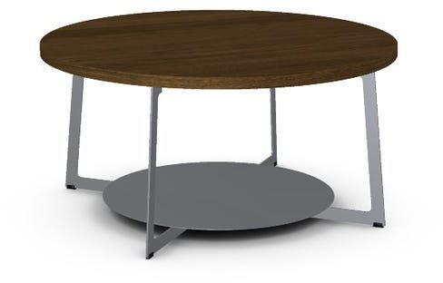 Amisco Customizable Malloy Walnut Veneer Coffee Table with  Metal Base-0