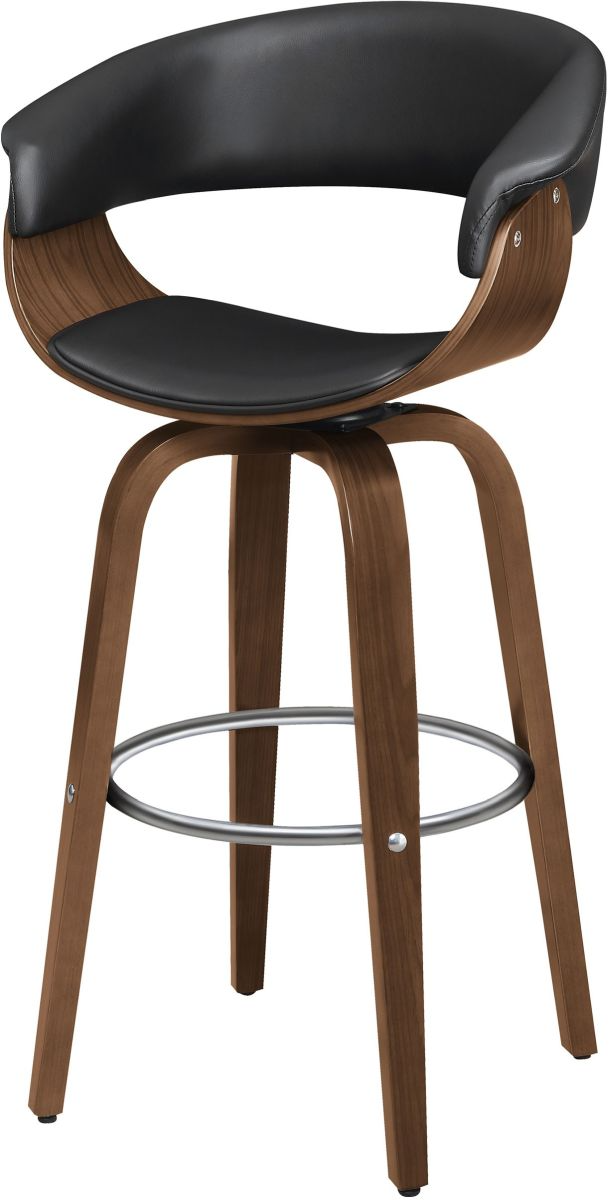 Coaster Zion Black/Walnut Upholstered Bar Stool - Thumbnail 2