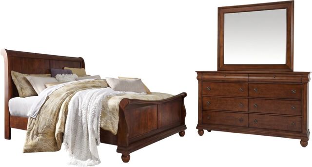 Liberty Furniture Rustic Traditions 3-Piece Rustic Cherry Queen Sleigh Bedroom Set-0