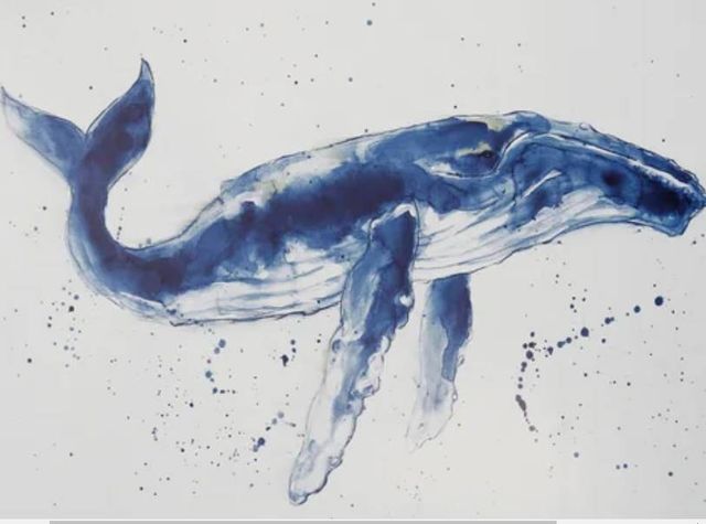 StyleCraft Ocean Life Blue/White Whale Wall Art-1