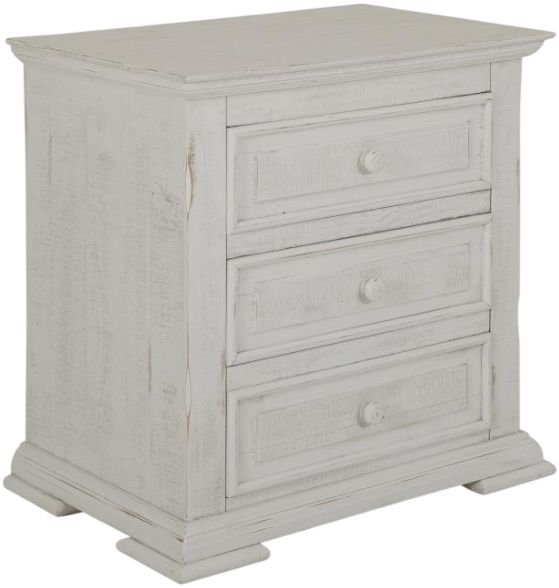 International Furniture Direct Terra Distressed Vintage White Nightstand-0