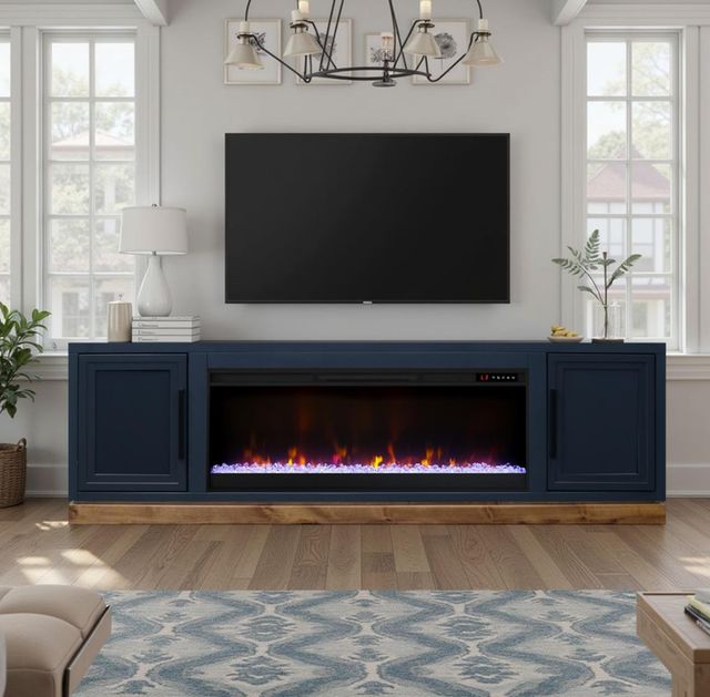 Legends Home Nora Blue Denim/Whiskey 81" Fireplace TV Console-1
