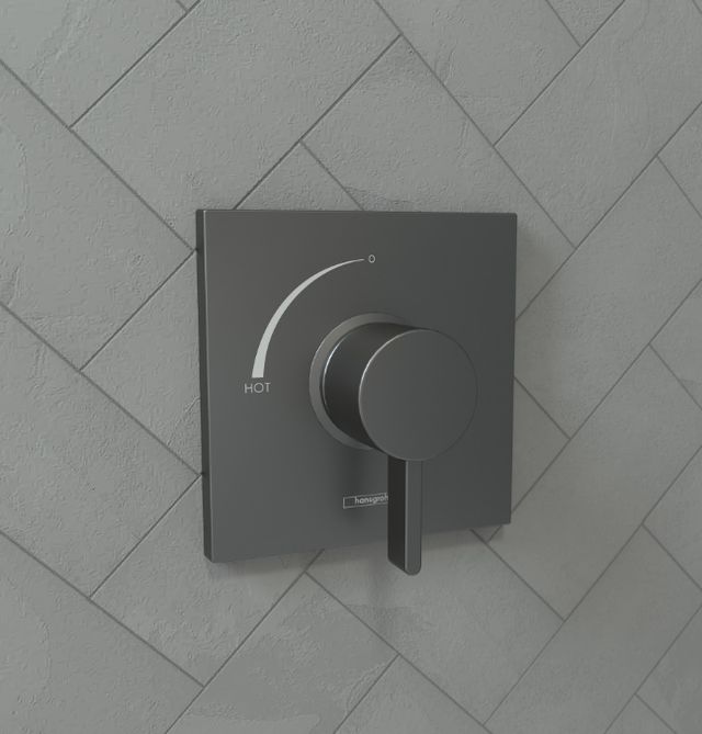 Hansgrohe Ecostat Square Brushed Black Chrome Pressure Balance Trim-1