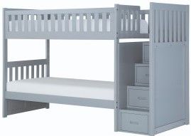 Mazin Furniture Orion Gray Twin/Twin Youth Step Bunk Bed-1