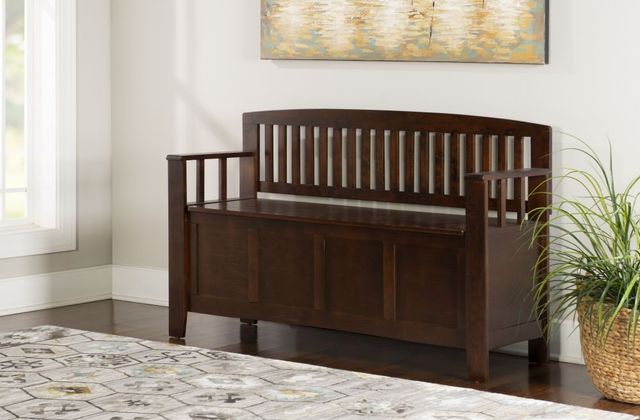 Linon Cynthia Walnut Storage Bench-1